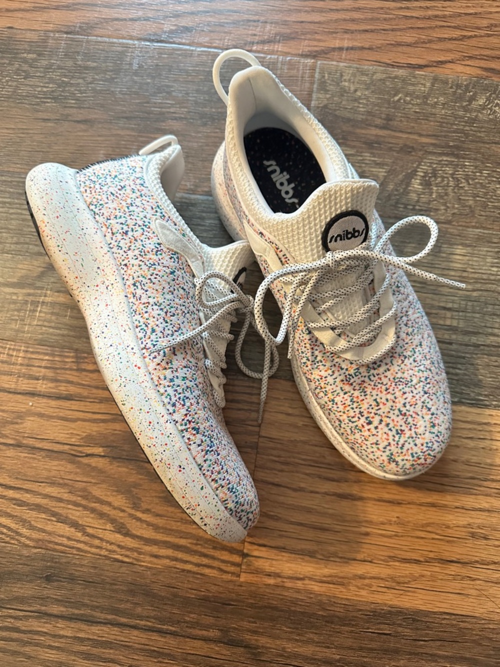 Snibbs Orbit Birthday Cake Sprinkle White Knit Sneaker size 10.5 Men’s